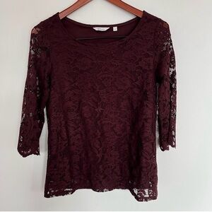 Reitmans Burgundy Lace Blouse Size S